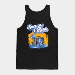 Keepin' It Real Astronaut with Purple Guitar and 3 Large Speakers Tank Top